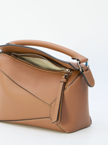 Loewe Mini Puzzle Bag In Brown Leather