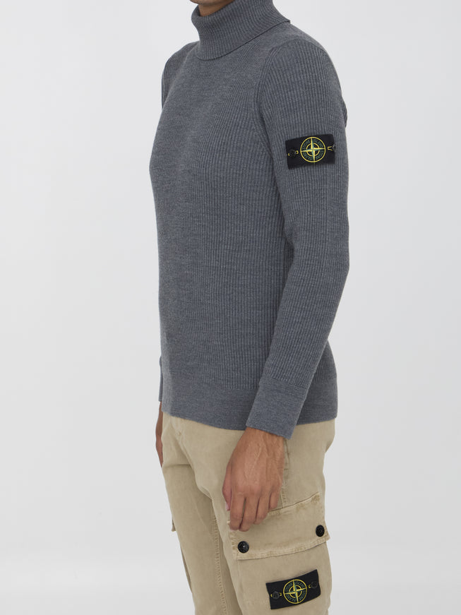 Stone Island Turtleneck Sweater In Wool