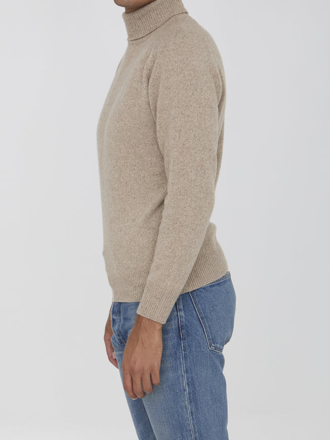 Lardini Cashmere Turtleneck Sweater In Beige