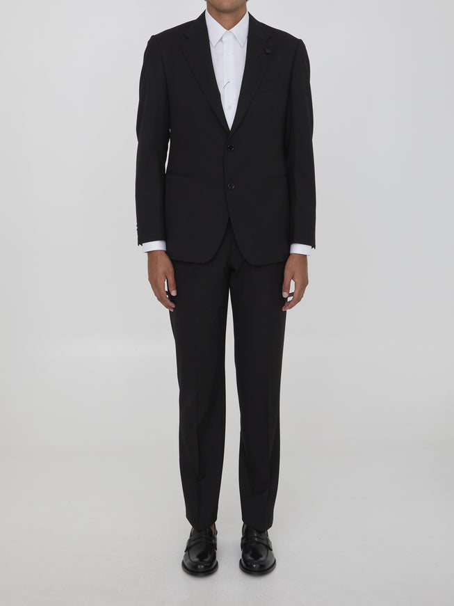 Lardini Men's Two-piece Suit In Black Virgin Wool