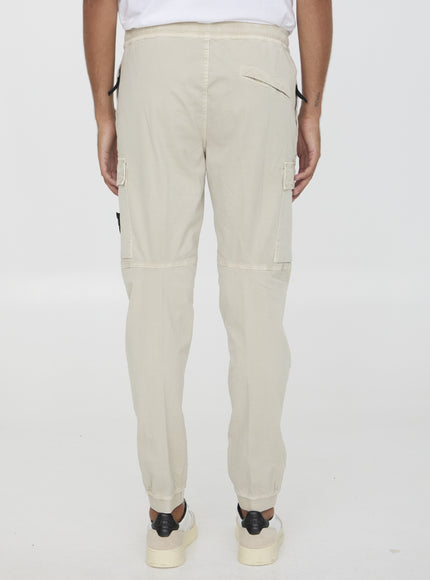 Stone Island Tapered Pants In Cotton Beige