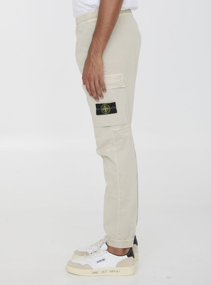 Stone Island Tapered Pants In Cotton Beige