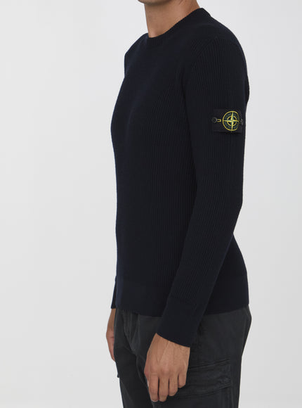 Stone Island Wool Sweater in Navy Blue