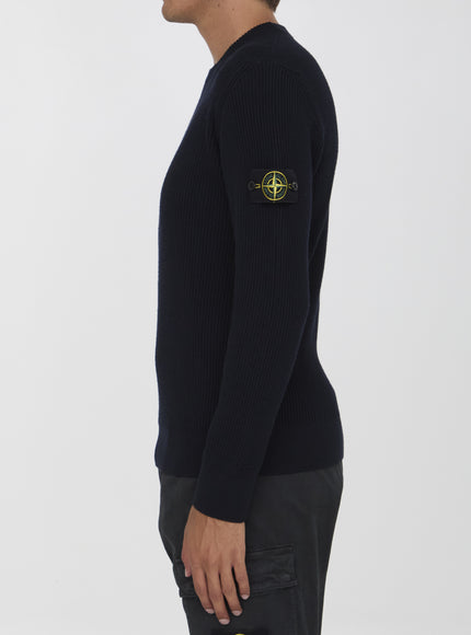 Stone Island Wool Sweater in Navy Blue