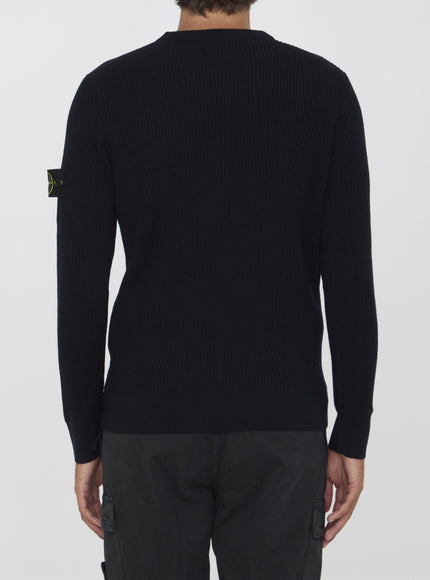 Stone Island Wool Sweater in Navy Blue