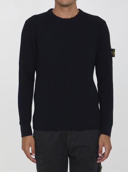 Stone Island Wool Sweater in Navy Blue