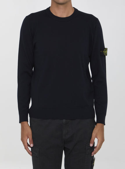 Stone Island Wool Sweater In Navy Blue