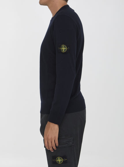 Stone Island Wool Sweater In Navy Blue