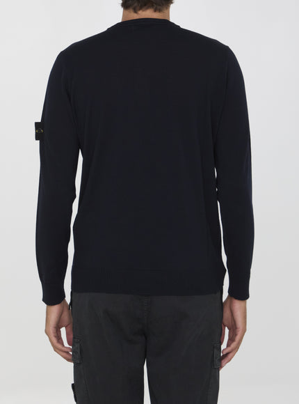 Stone Island Wool Sweater In Navy Blue