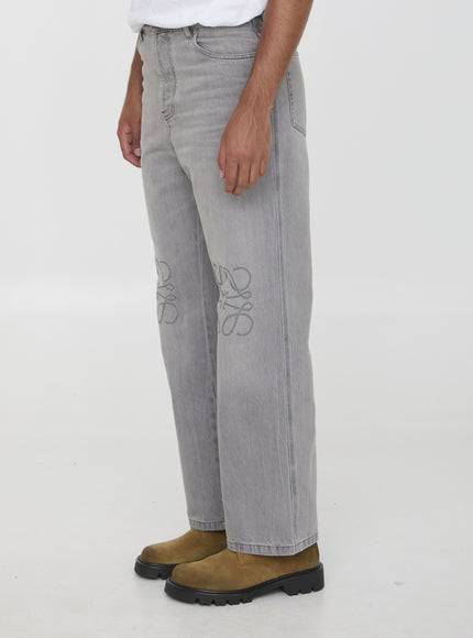 Loewe Anagram Baggy Jeans In Gray