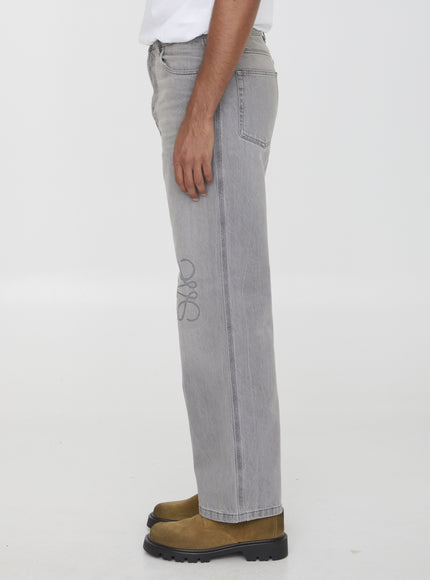 Loewe Anagram Baggy Jeans In Gray