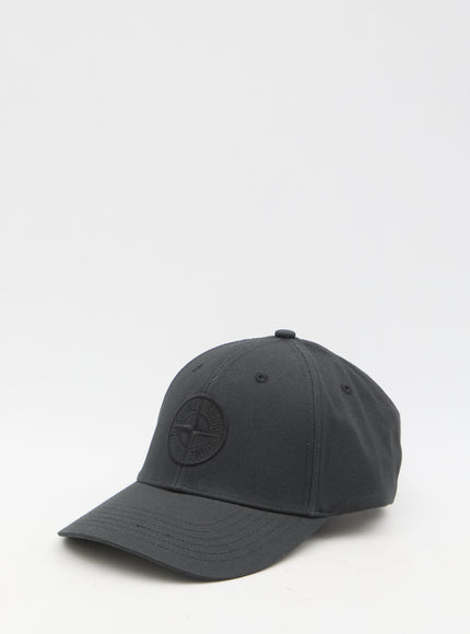 Stone Island black baseball cap with Compass logo