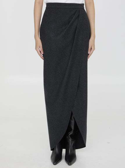 Max Mara Aprile Draped Wrap-effect Wool-blend Maxi Skirt