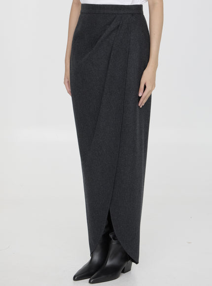 Max Mara Aprile Draped Wrap-effect Wool-blend Maxi Skirt