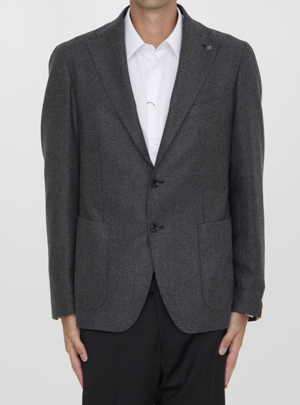 Tagliatore grey herringbone virgin wool jacket front view