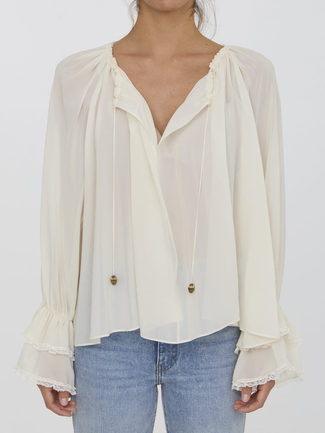 Chloe Gathered Top In Silk