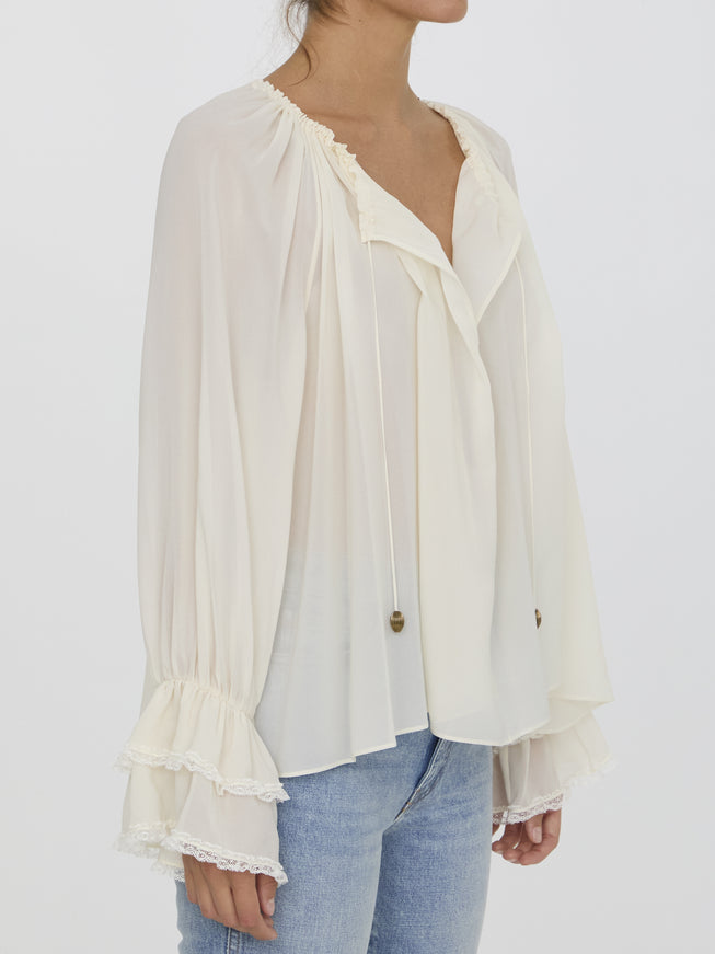 Chloe Gathered Top In Silk