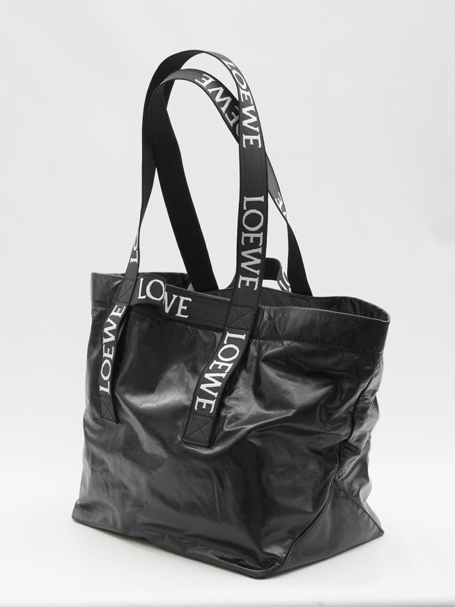 Loewe Fold Large Webbing-Trimmed Leather Tote