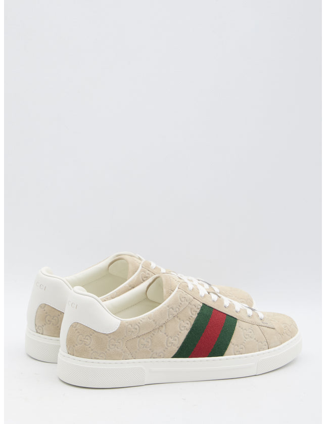 Gucci Ace Sneakers With Web in Beige