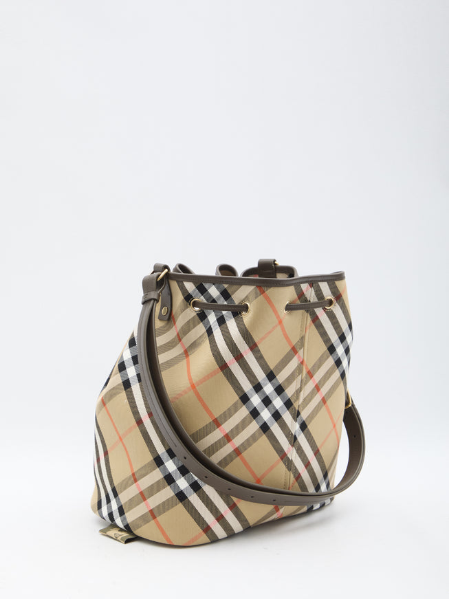 Burberry Check Drawstring Bucket Bag