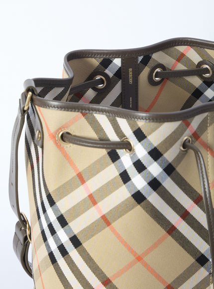 Burberry Check Drawstring Bucket Bag