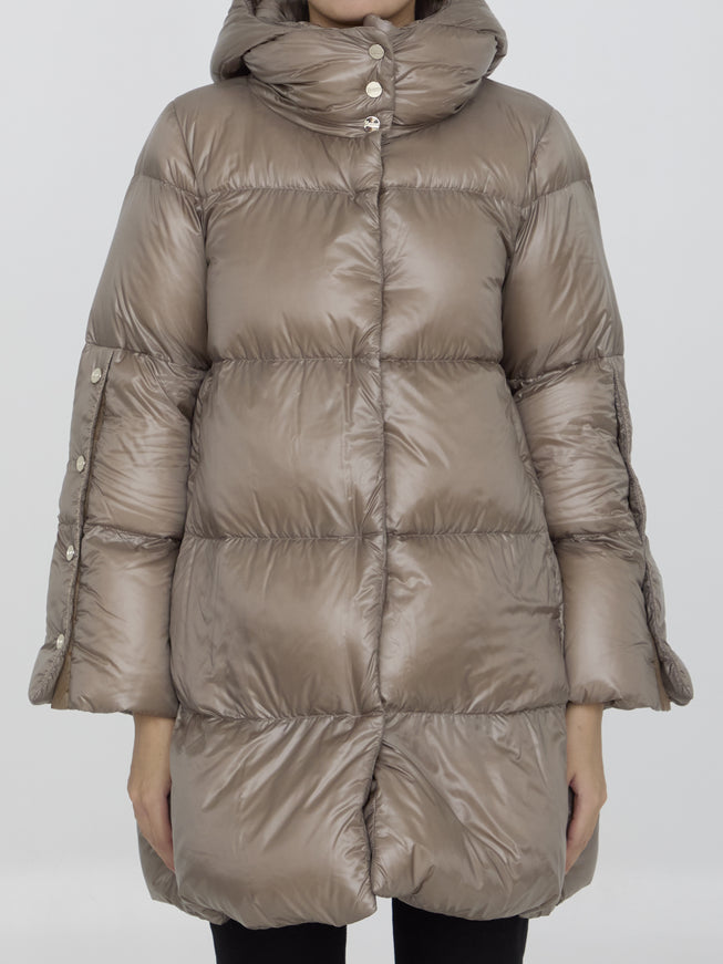 Herno Long Down Jacket In Nylon Beige