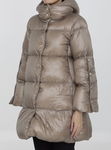 Herno Long Down Jacket In Nylon Beige