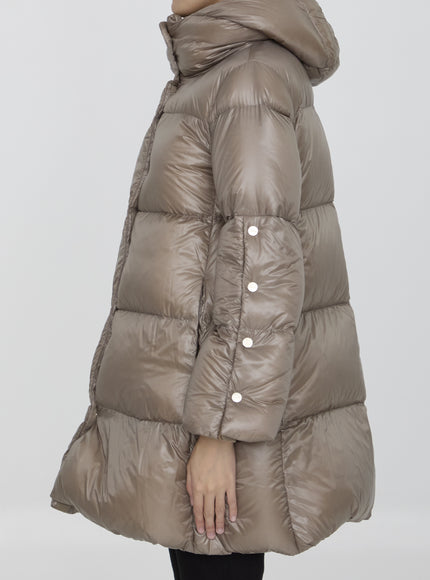 Herno Long Down Jacket In Nylon Beige