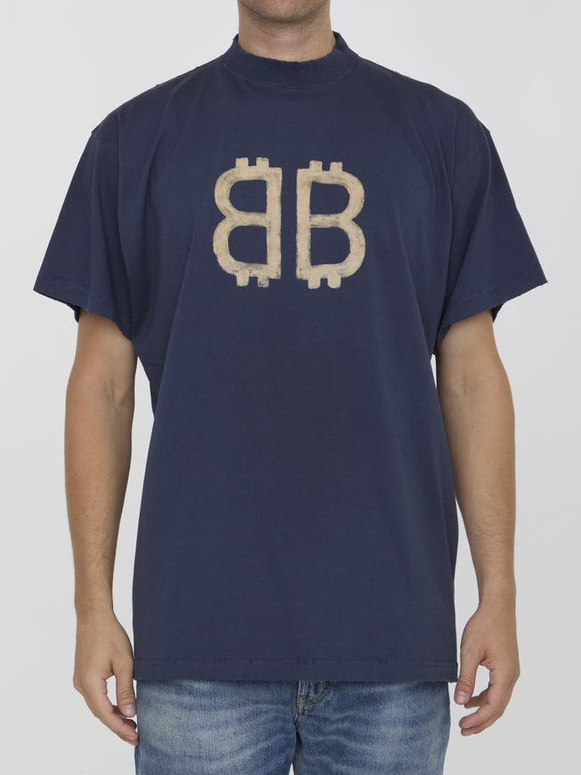 Balenciaga Crypto T-shirt in Navy Blue Jersey