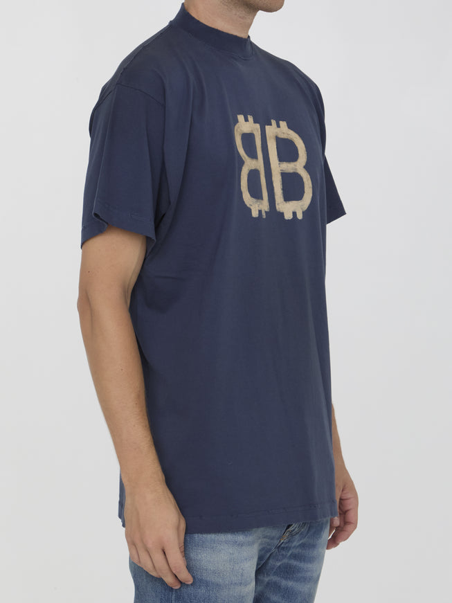 Balenciaga Crypto T-shirt in Navy Blue Jersey