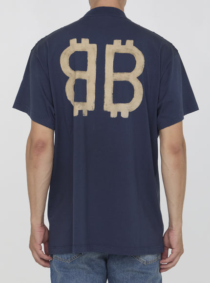 Balenciaga Crypto T-shirt in Navy Blue Jersey