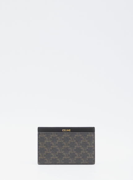 Celine Triomphe Cardholder In Black Canvas