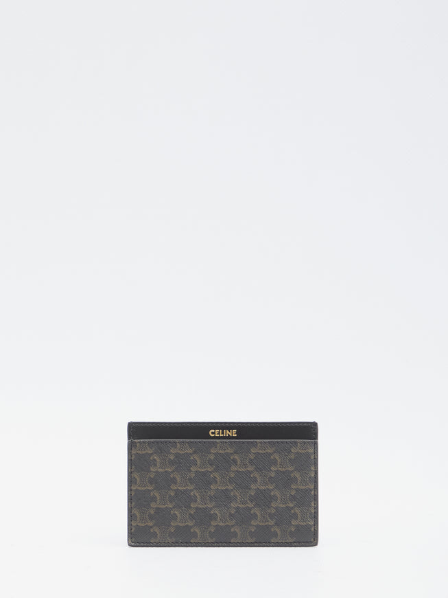 Celine Triomphe Cardholder In Black Canvas