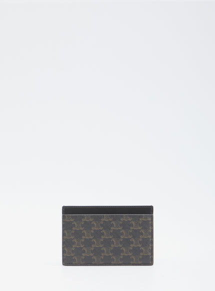 Celine Triomphe Cardholder In Black Canvas