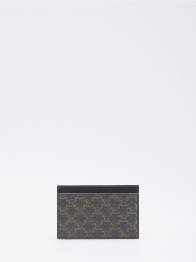 Celine Triomphe Cardholder In Black Canvas