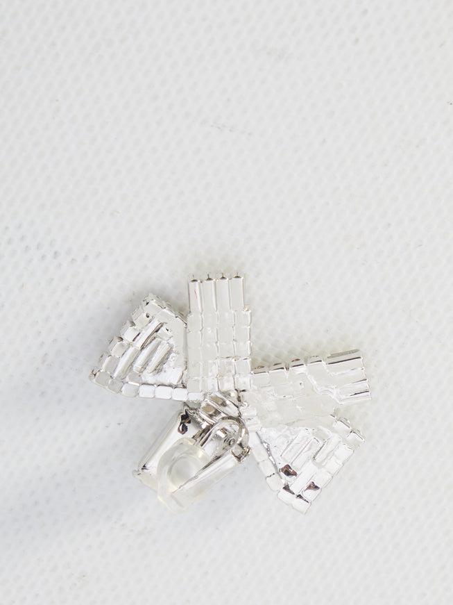 Self Portrait Small Crystal Bow Earrings In SIlver