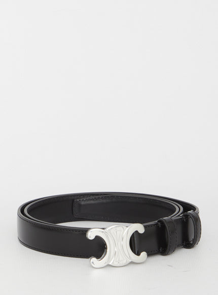 Celine Men's Triomphe Belt In Black Leather