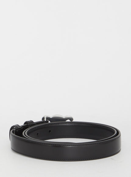 Celine Men's Triomphe Belt In Black Leather