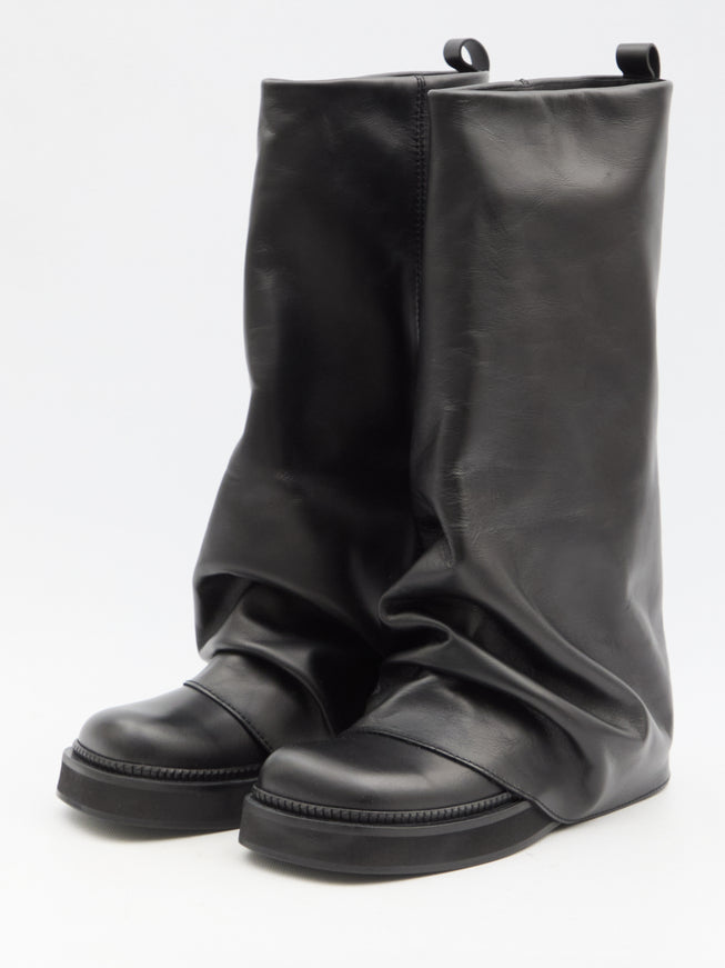 The Attico Robin Black Combat Boots front angle