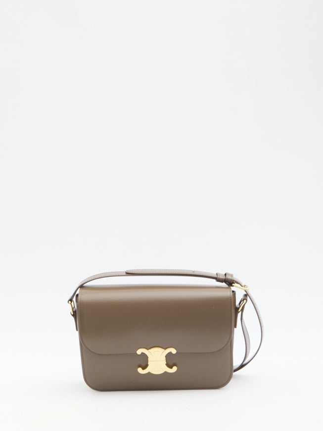 Celine Triomphe Classique Bag In Brown Leather