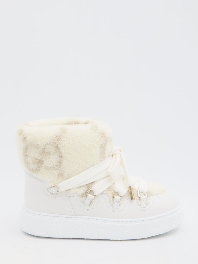 Gucci Wool-effect Booties In Ivory