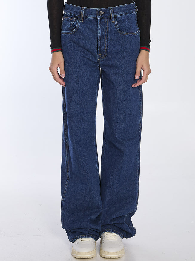 Gucci Baggy Jeans In Navy Blue