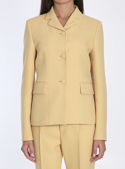 Gucci Embroidered Grain De Poudre Wool Blazer