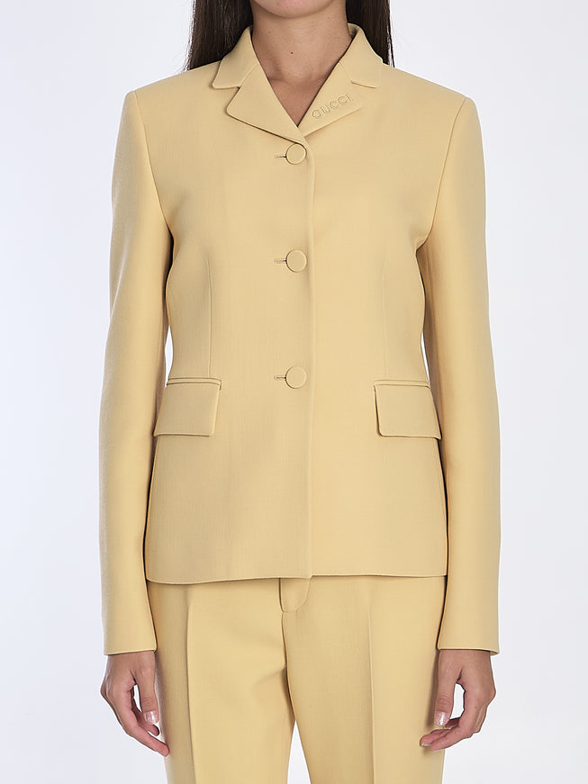 Gucci Embroidered Grain De Poudre Wool Blazer