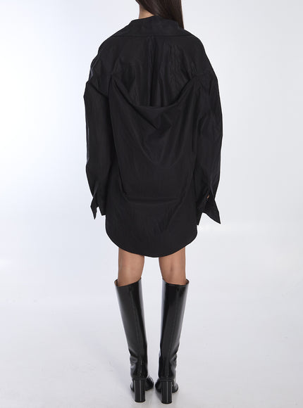 Balenciaga Suspended Shirt Dress In Black