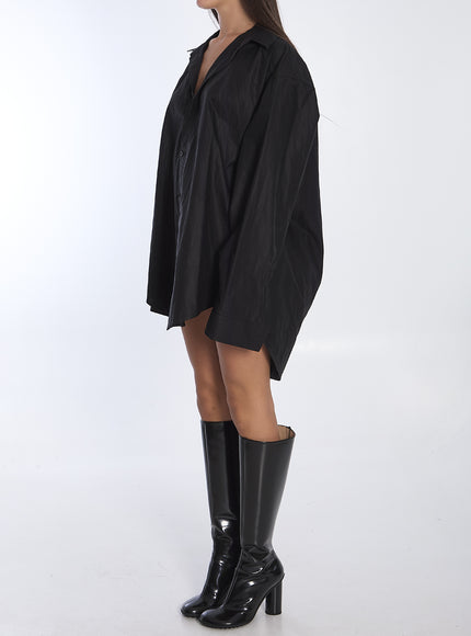 Balenciaga Suspended Shirt Dress In Black