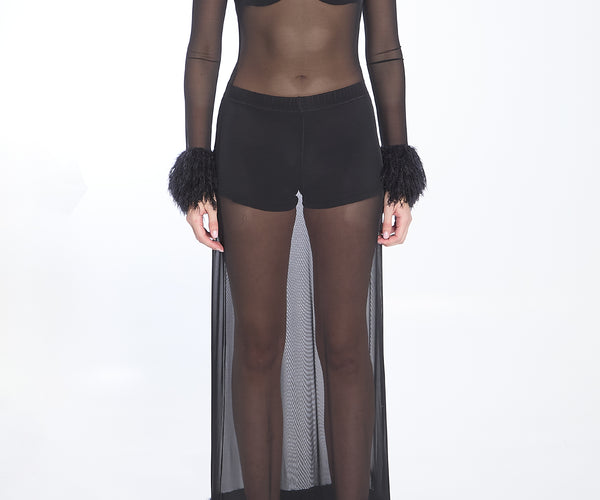 nude mesh dress Black Nude Mesh Illusion One Shoulder Dress