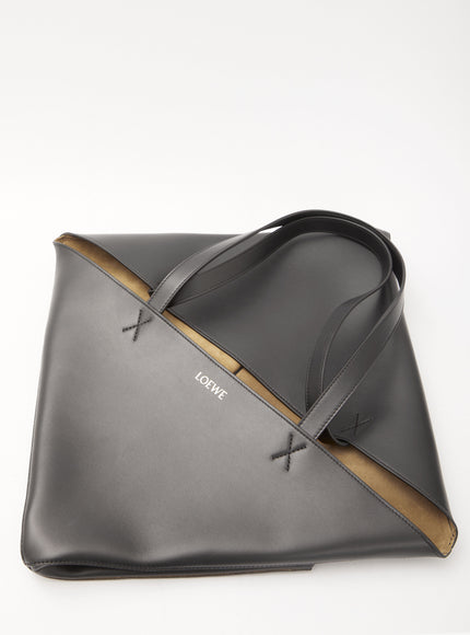 Loewe XL Puzzle Fold Tote Bag in Shiny Black Leather