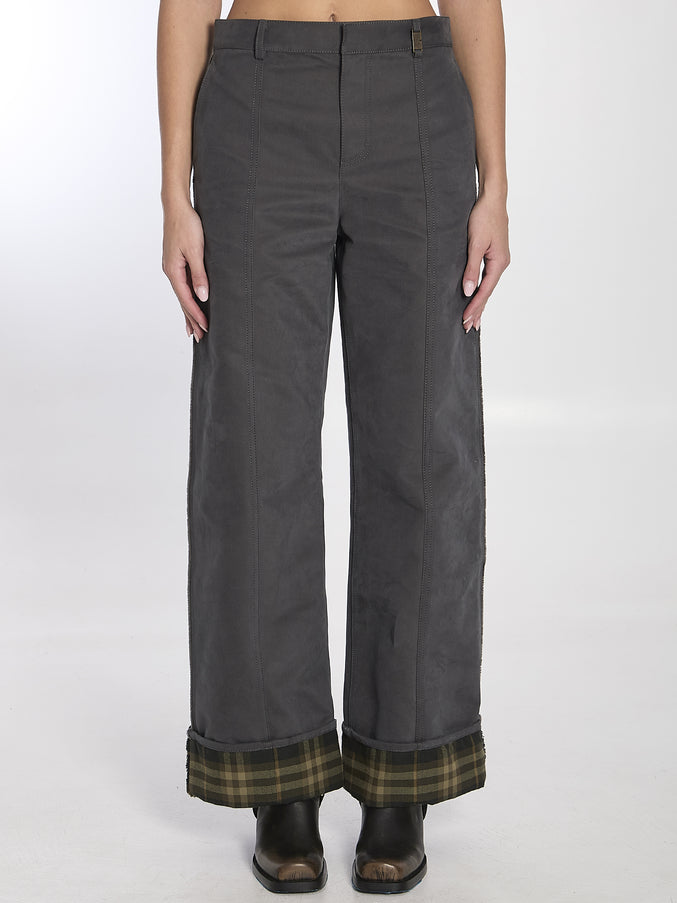 Burberry Trousers In Cotton And Nylon