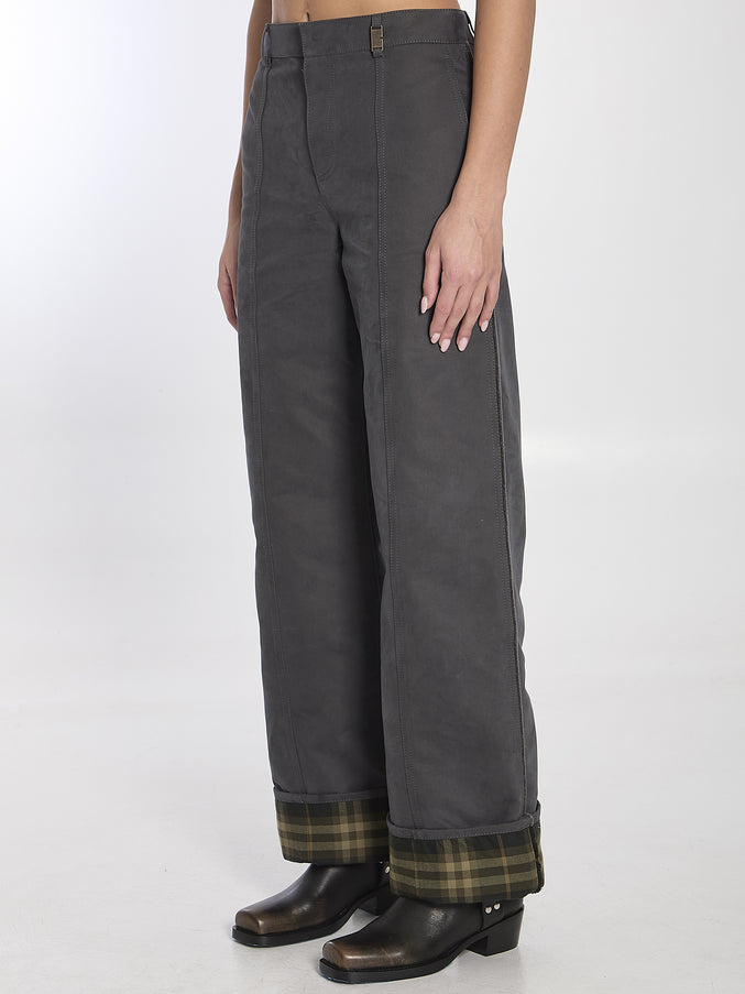 Burberry Trousers In Cotton And Nylon
